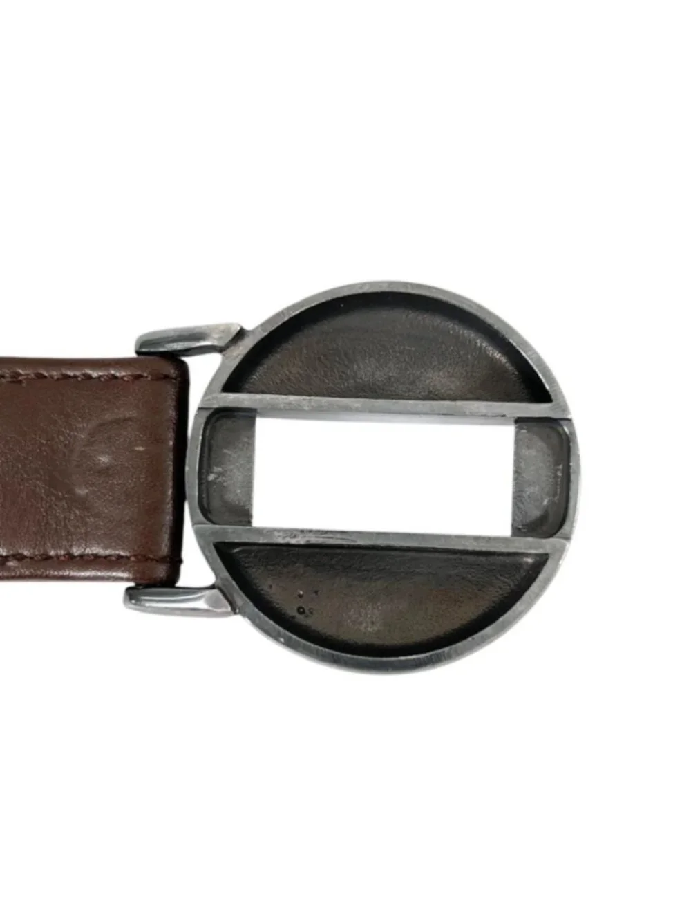 Chanel Belt Logo Circle Buckle Brown Front